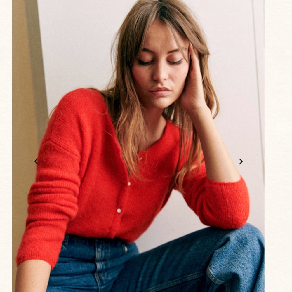 Sezane Red Gaspard Cardigan